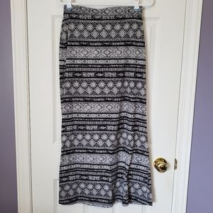 Maxi Skirt, Black and White Patterned
